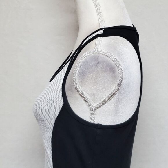 LBH Vintage 1990s Black White Colorblock Racerback Stretchy Mini Tennis Dress S - Picture 8 of 13